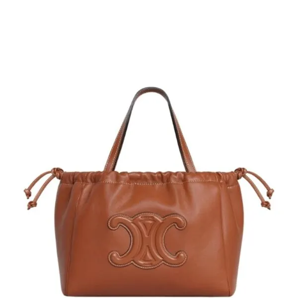 Celine Small Cabas Drawstring Cuir Triomphe in Smooth Calfskin Brown 24cm