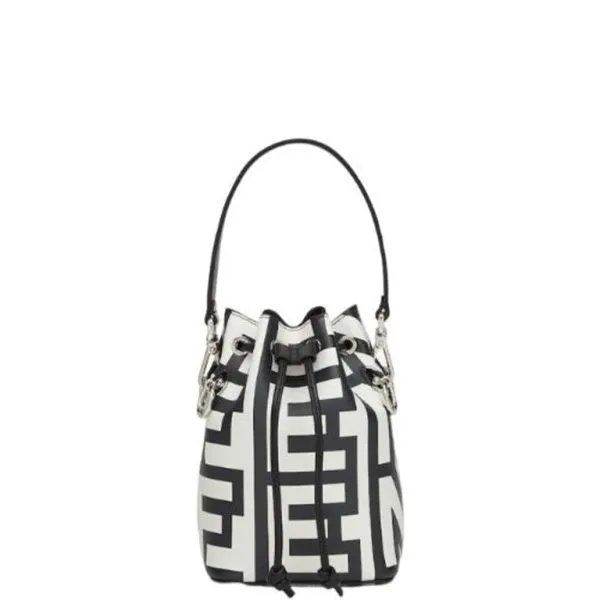 Fendi Mon Tresor Bucket Bag Black White 18cm