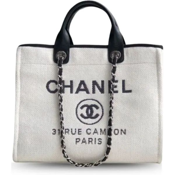 Chanel Small Shopping Bag Silver Hardware White