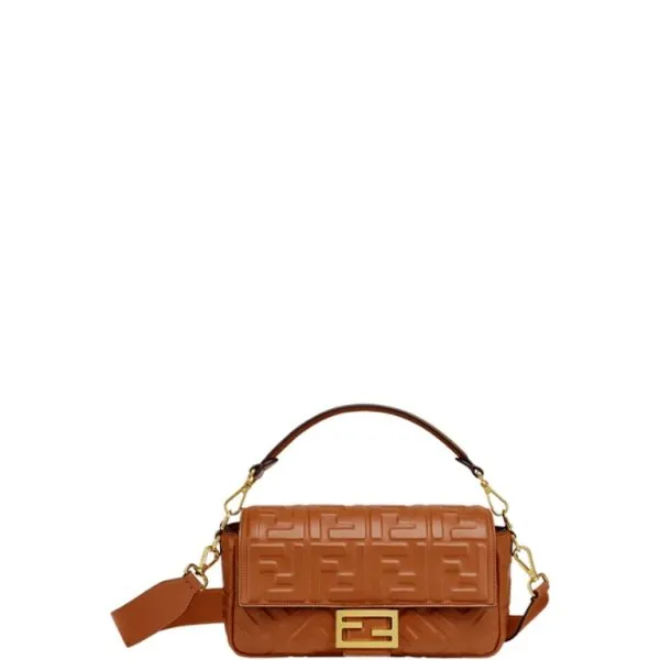 Fendi Baguette Leather Brown Nappa Bag 20cm