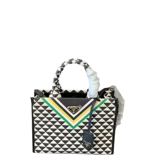 Prada Embroidered Fabric Tote Bag Black