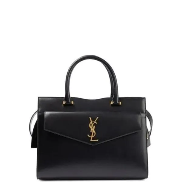 Saint Laurent Uptown Medium Leather Tote Bag Black 31cm
