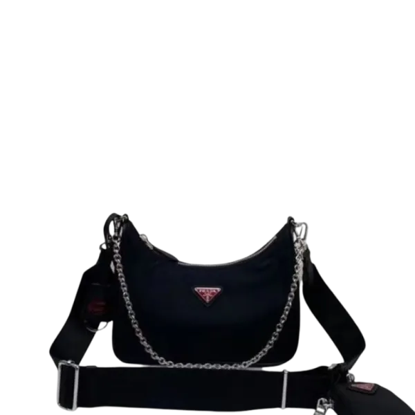 Prada Mini Re-Edition 2005 Re-Nylon Black With Red Logo