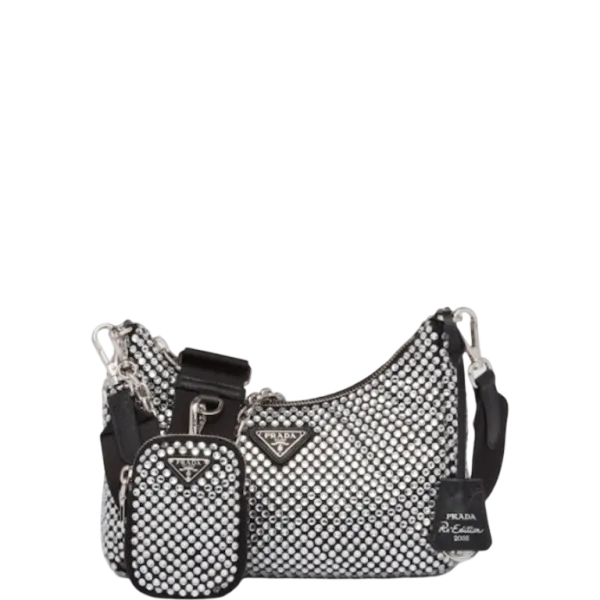 Prada Re-Edition 2005 Satin Bag With Crystals