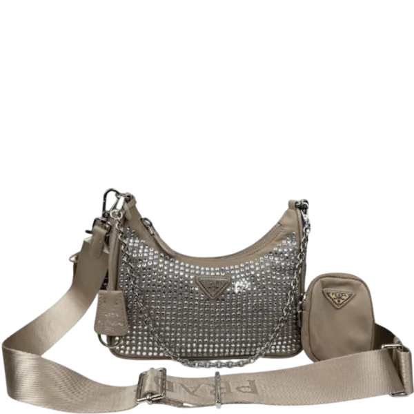 Prada Re-Edition 2005 Satin Bag With Beige