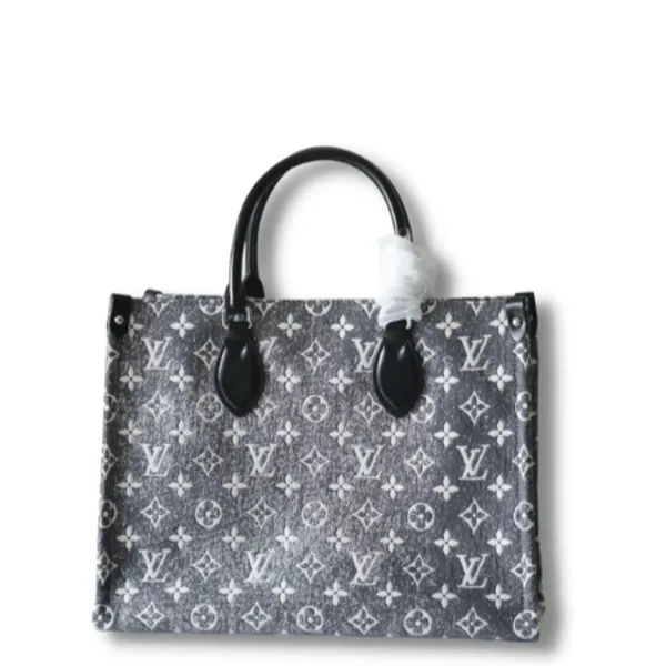 Louis Vuitton Gray 13.8in/35cm OnTheGo MM Monogram Jacquard Denim Shouder Bags