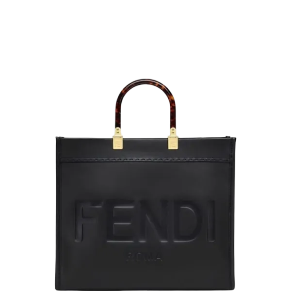 Fendi Sunshine Large Black Leather Shopper 41cm 8bh372abvlf0kur