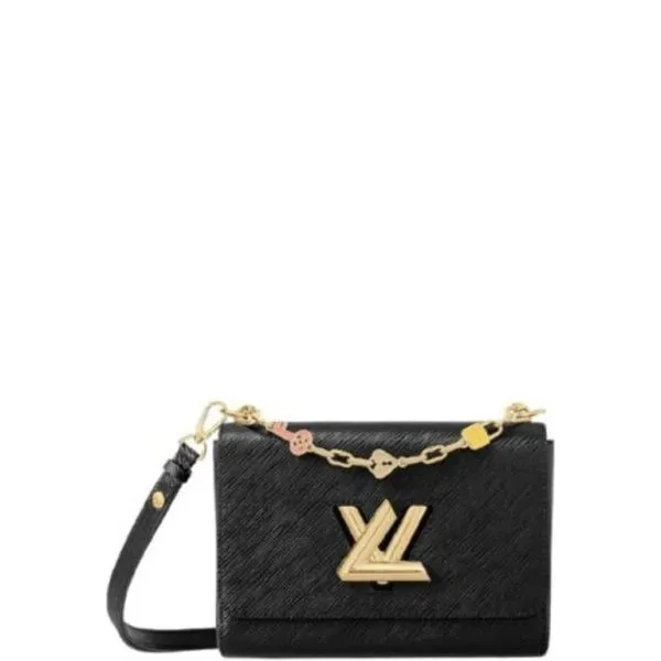 Louis Vuitton Twist MM Bags Epi Leather Lock Chain Black 23cm