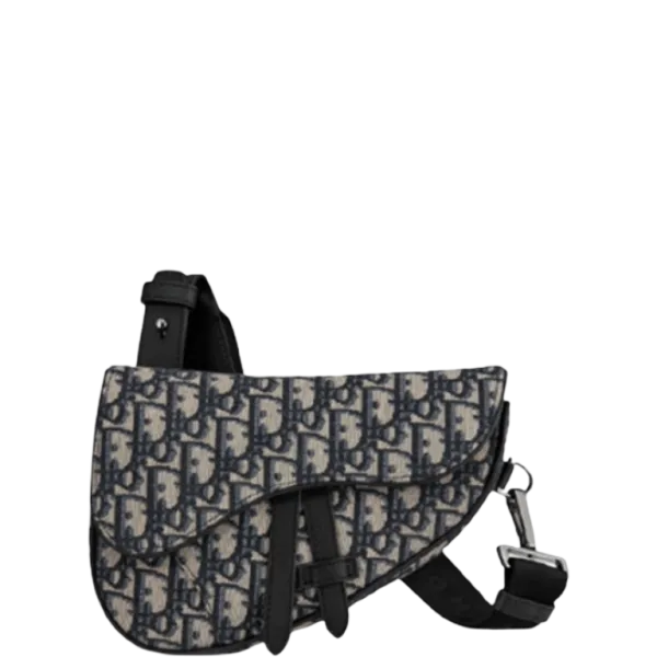 Dior Mini Saddle Bag Oblique Jacquard Beige And Black