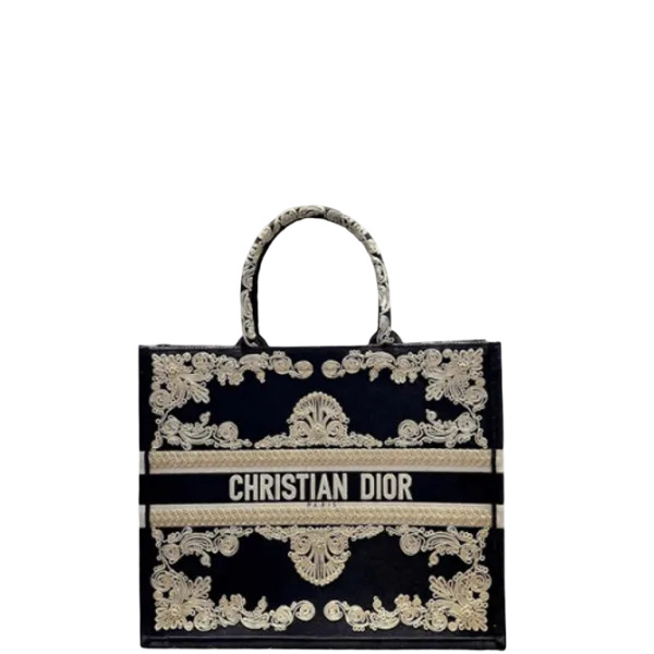 Dior Large Book Tote Blue Gold Cornely Embroidery 42cm