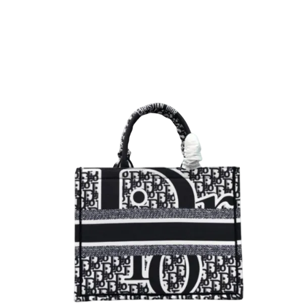 Dior Large Book Tote Cornflower Oblique Embroidery Black 42cm's