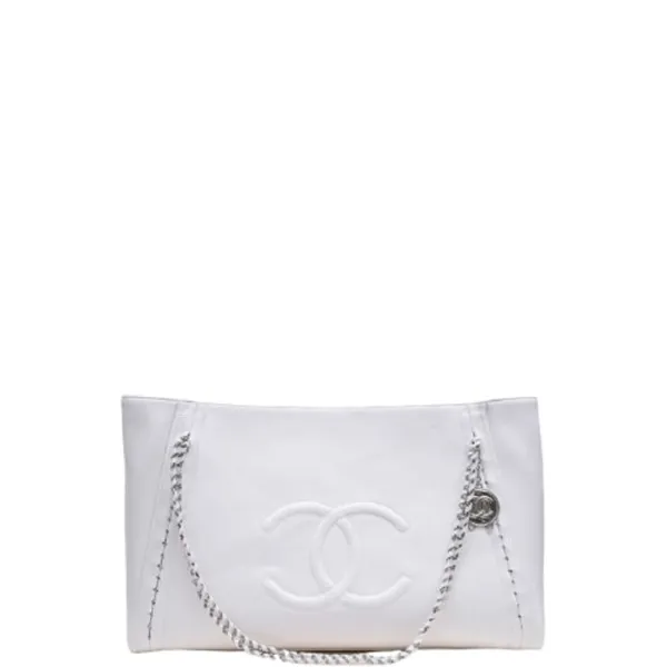 Chanel East West Large Modern Chain White Tote Bag