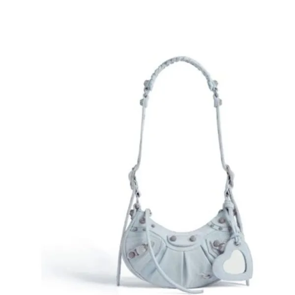 Balenciaga Le Cagole XS Shoulder Bag Denim With Rhinestones in Light Blue 25cm 6713092aabv4651