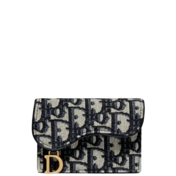 Dior Saddle Flap Card Holder Blue Oblique Jacquard S5611ctzq_m928