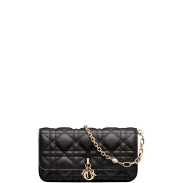 Dior Lady Dior Phone Pouch Black 19cm