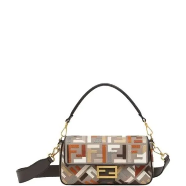 Fendi Baguette Multicolor Canvas Bag With FF Embroidery 25cm 8br600anh4f1mql