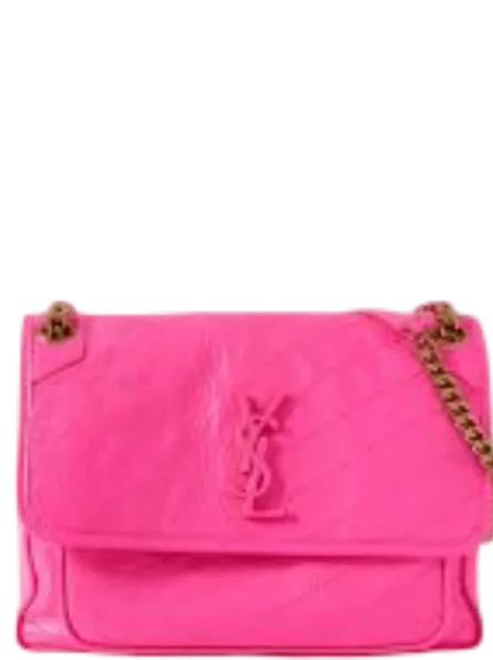 Saint Laurent Niki Medium Quilted Crinkled-Leather Shoulder Bag High Quality