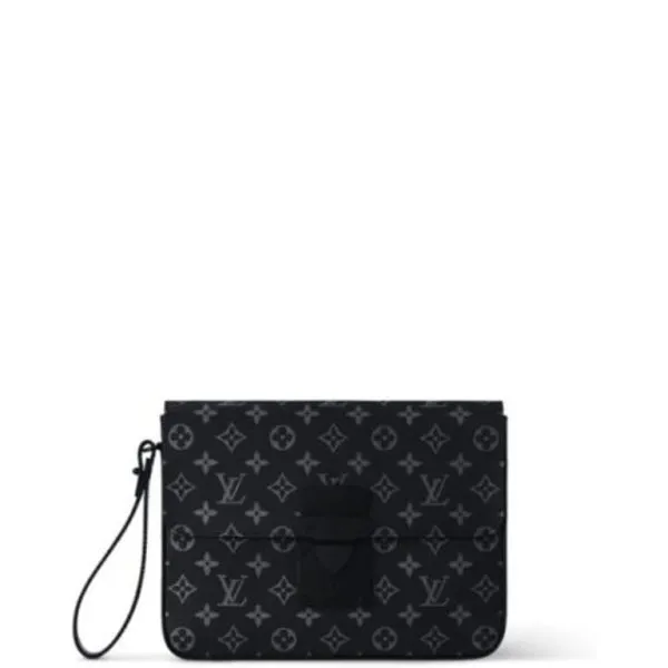 Louis Vuitton S Lock A4 Pouch Black 28cm