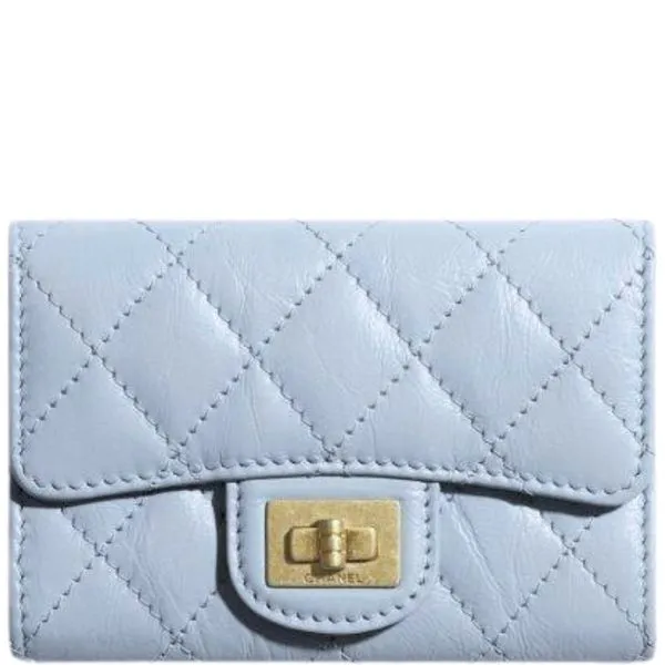 Chanel 2.55 Flap Card Holder Light Blue Wallet