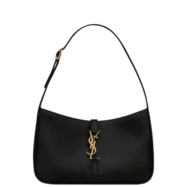 Saint Laurent Le 5 A 7 Hobo Bag in Smooth Leather Black Gold 23cm