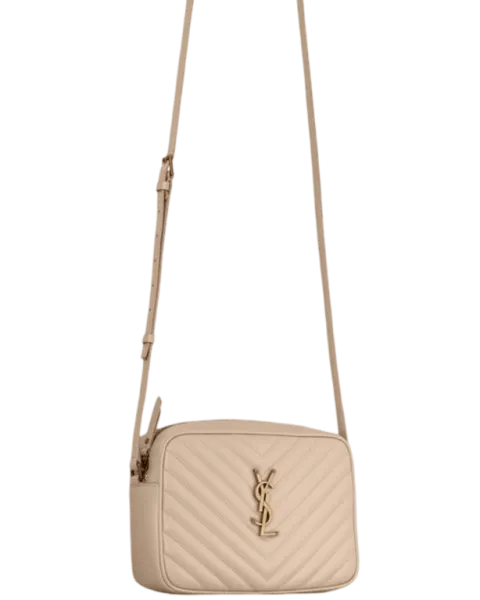 Saint Laurent Lou Camera Bag in Quilted Leather Beige Gold 23cm