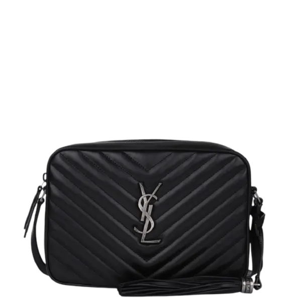 Saint Laurent Lou Camera Bag in Quilted Black Silver Leather 23cm