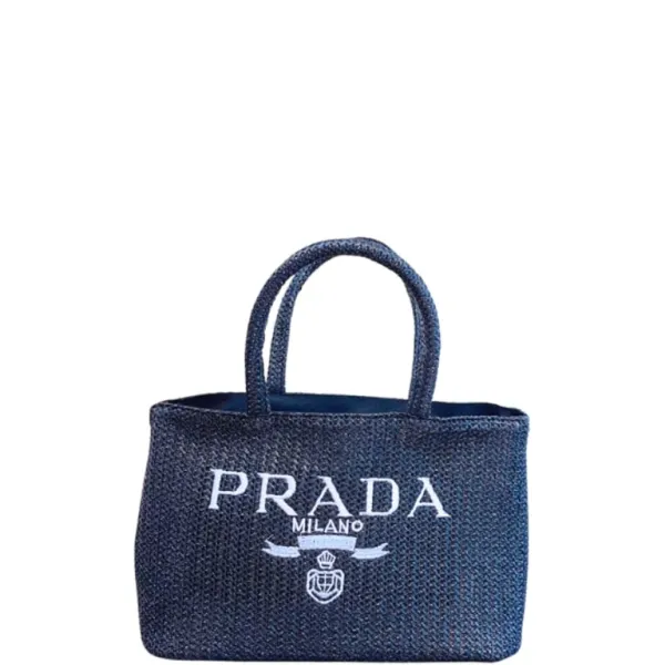 Prada 29cm Black Raffia in Tote Bag