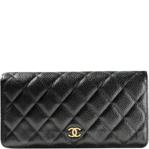 Chanel Black Quilted Lambskin Classic Long Flap Wallet 19.5cm