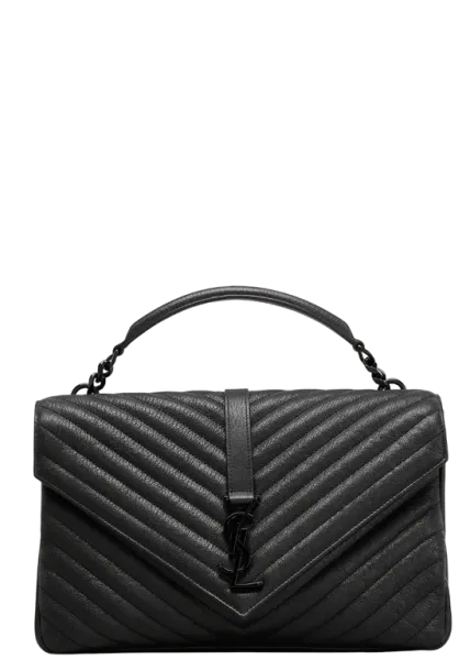 Saint Laurent Envelope Chain Bag in Mix Matelasse Grain De Poudre Embossed Leather Black 31cm