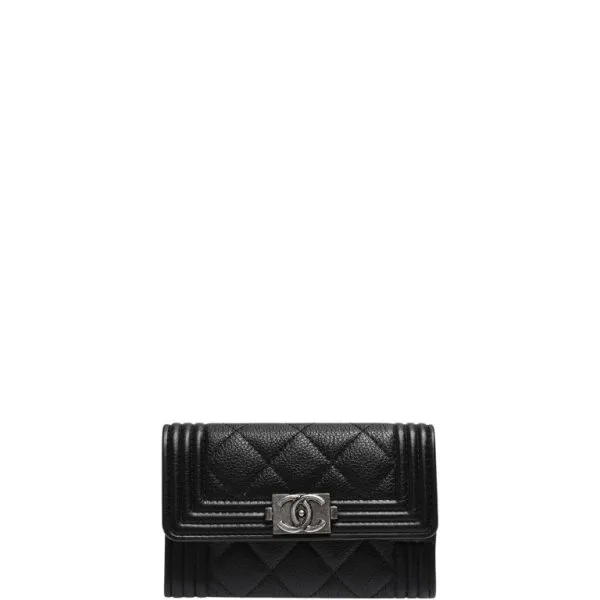 Chanel Boy Classic Wallet Black Silver 84432