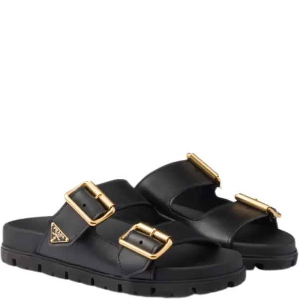 Prada Black Strap Slides