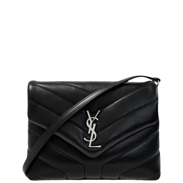 Saint Laurent Loulou Toy Strap Bag in Quilted Y Leather Black 20cm