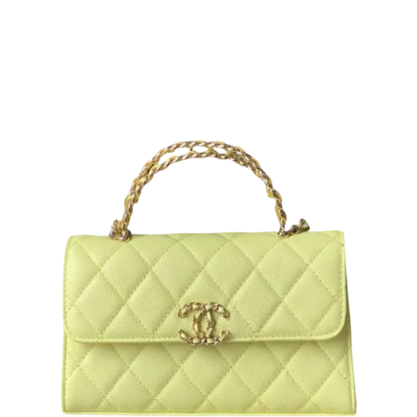 Chanel Flap Phone Holder With Chain Yellow 18cm/7.1in