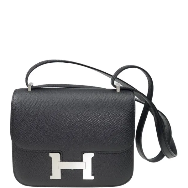 Hermes 18cm Constance Epsom Ck89 Black Silver Hardware