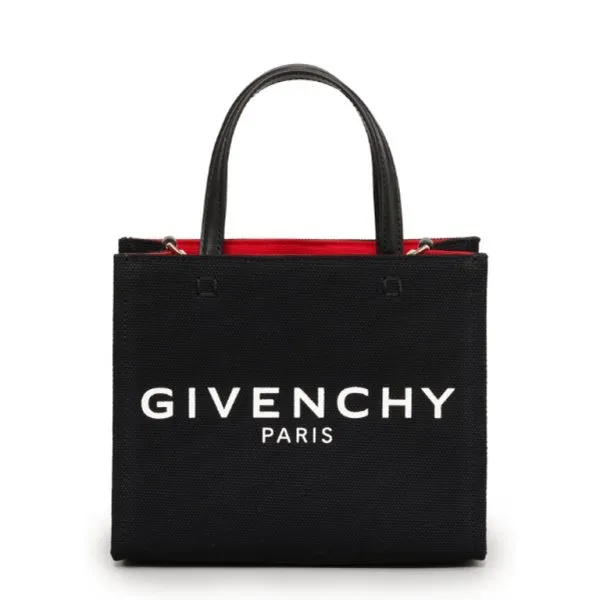 Givenchy Canvas Black Medium Tote Shopper Bag For Women 7.5in/19cm
