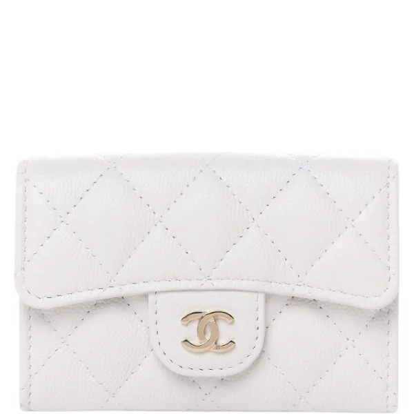 Chanel Classic Card Holder Wallet White AP0214
