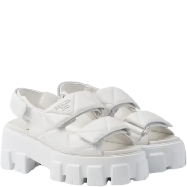 Prada White Monolith Nappa Sandals