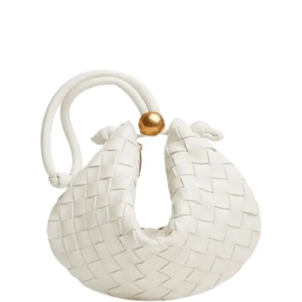 Bottega Veneta Medium Turn Pouch in Intrecciato White Leather