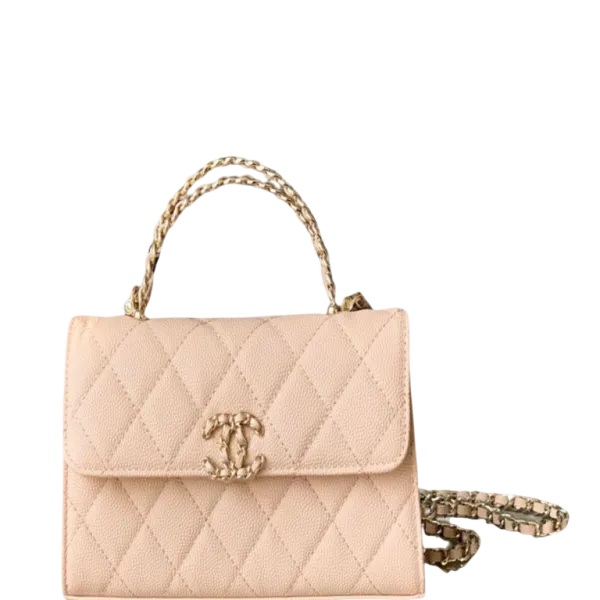 Chanel Flap Phone Holder With Chain Light Apricot 18cm/7.1in