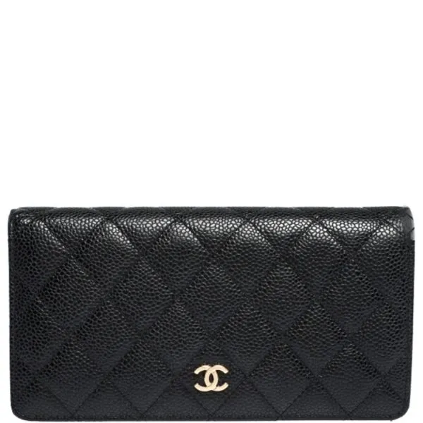 Chanel Black Caviar Leather Classic Long Flap Wallet 19.5cm