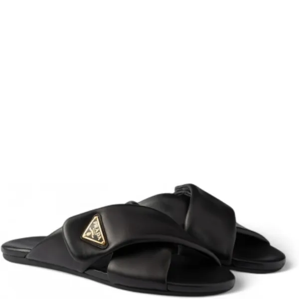 Prada Black Padded Leather Slides