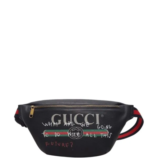 Gucci Black Logo Print Medium Belt Bag