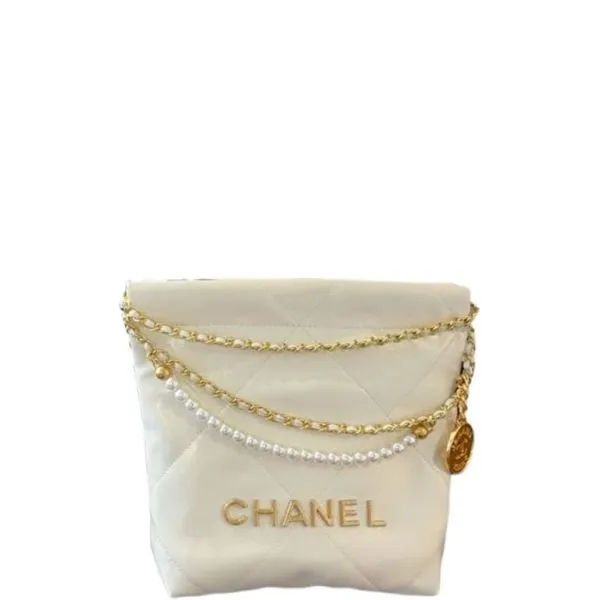 Chanel 22 Mini Handbagcrystal Pearlswhite 22cm AS3980