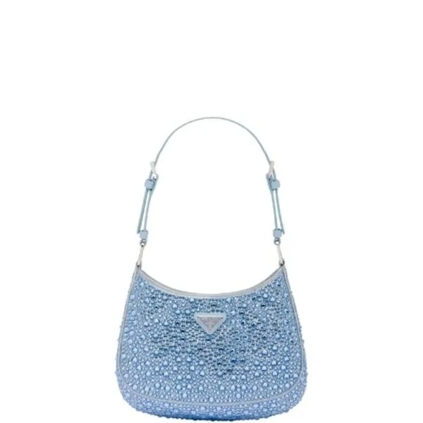 Prada Cleo Satin Bag With Crystals Blue 1bc169 2awl F0076 V Hoo