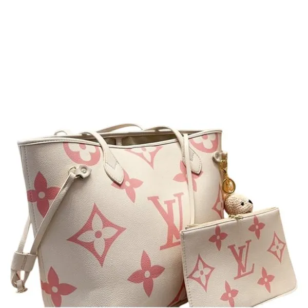 Louis Vuitton Neverfull MM Cream And Pink 32cm M46329