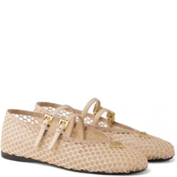 Prada Travertine Stone Mesh Fabric Ballerinas