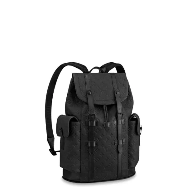 Louis Vuitton Christopher Backpack MM Taurillon Monogram Black 45cm