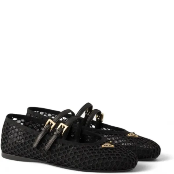 Prada Black Mesh Fabric Ballerinas