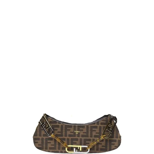 Fendi Oelock Swing Shoulder Bag Dark Brown 32cm