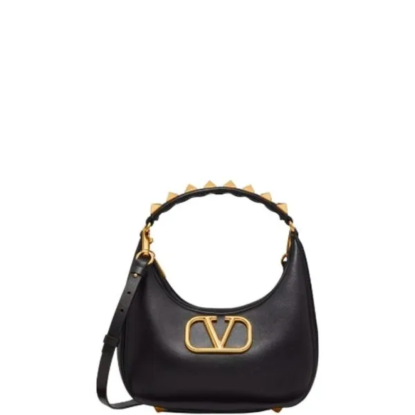 Valentino Stud Sign Calfskin Hobo Bag in Black 1w2b0k69eim0no